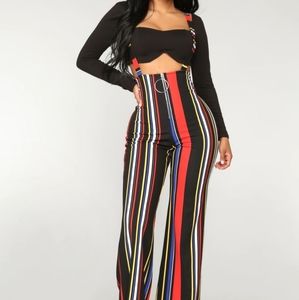 Stripped overall pants